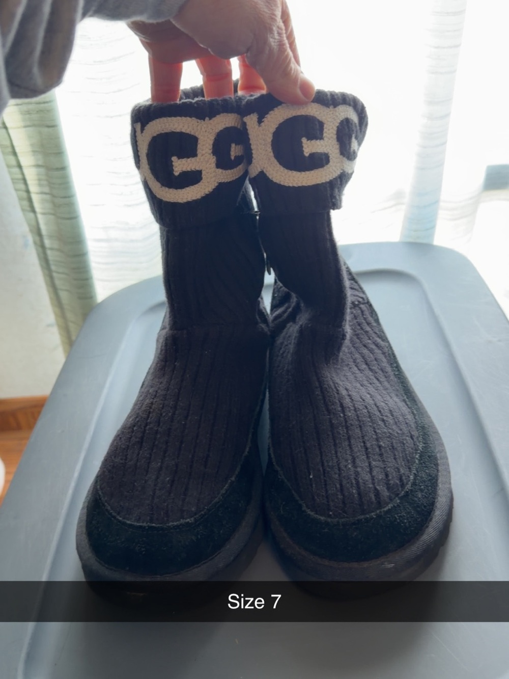 Black womens Sock-Style Boots with Logo Cuff
